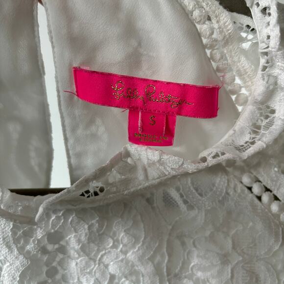 Lilly Pulitzer Averi Top COCONUT TWO TONE CARNIVAL LACE Sz Small EUC Retail 158$ - Picture 4 of 5